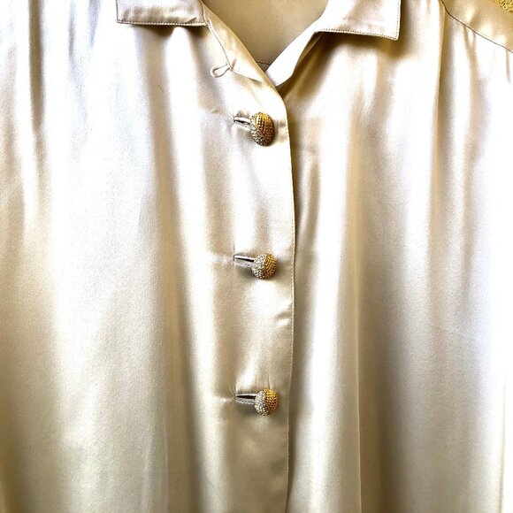 Anne Pinkerton Vintage 8O’s Korea Silk Button Down Blouse Shirt OVERSIZED - Picture 6 of 13